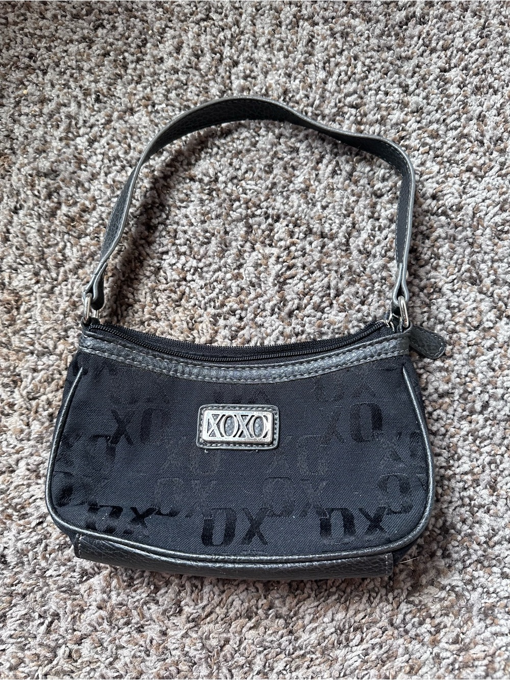 XOXO Black Mini Shoulder Bag with Logo Plaque